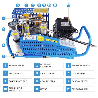 TUXING 4500Psi Pcp Air Compressor,Scuba Tank Air Compressor,High Pressure Diving Compressor for Firefighting Scuba Tank/PCP Rifle/Paintball Air Gun Filling Station