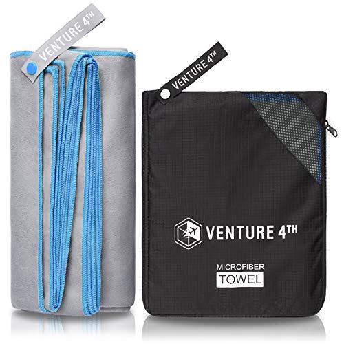 VENTURE 4TH Quick Dry Travel Towel, Ultra Soft Microfiber - 3 Sizes - color: Gray Blue, size: 60.00" x 31.50"