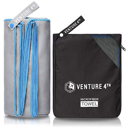 VENTURE 4TH Quick Dry Travel Towel, Ultra Soft Microfiber - 3 Sizes - color: Gray Blue, size: 72.00" x 31.50"