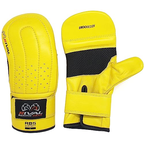 RIVAL Boxing RB5 Bag Mitt Gloves, Bare-Fist Punching Feel, Zero Resistance Training for Triggering Fast Twitch Muscles - color: Yellow, size: Medium