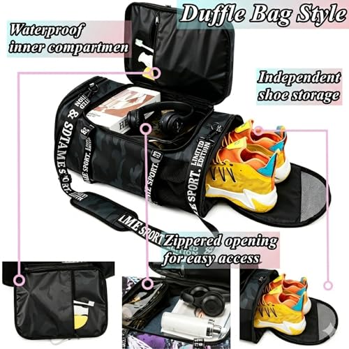 SDTAME Gym Duffel Backpack with Shoe Pocket & Laptop Sleeve - color: Brown