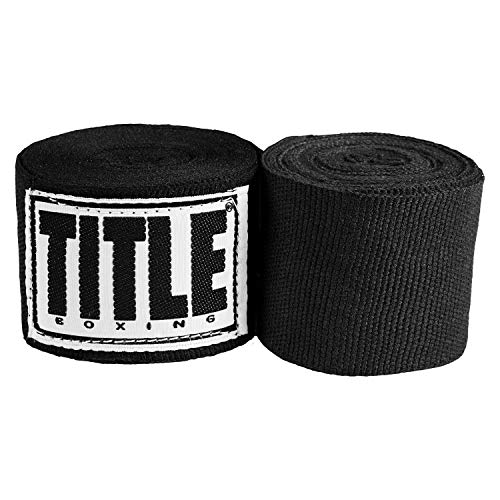 Title Boxing Mexican Style Hand Wraps (Single Pair) - Boxing Wraps, Hand Wraps for Boxing Gloves, Boxing Hand Wraps, Hand Wraps, Boxing Wraps for Men, Kickboxing Equipment, Wrist Wraps Boxing - color: Black