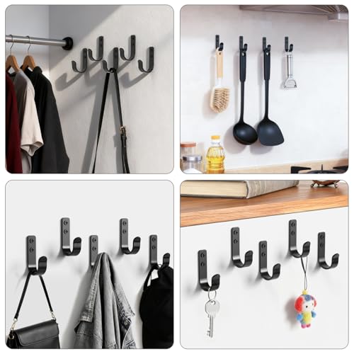 15-Pack Black Metal Wall Mount Hooks for Hanging Coats & Towel - color: 15PCS Wide Black hook