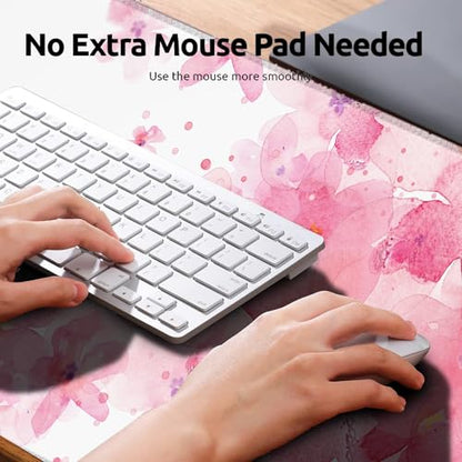 Abstract Ocean Wave Gaming Mouse Pad, Large Office Desk Mat, Anti-Slip Rubber Base Mousepad for Computer Laptop Keyboard, Smooth Desk Pad for Home Office Gamer Work Accessories 31.5" x 11.8"