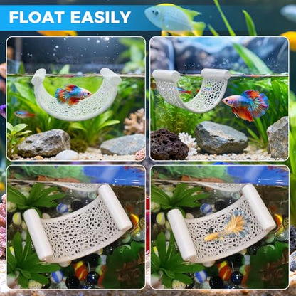Betta Fish Hammock, White U Shape Betta Hammock, Betta Bed for Small Fish, Fish Tank Decoration, Betta Fish Tank Accessories for Shrimp and Bettas
