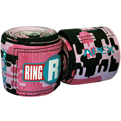 Ringside Apex 180” Boxing Hand Wraps Pair - Durable, Elastic Training Wraps with Hook & Loop Closure, Multi-Color Options, Perfect for MMA, Muay Thai, Kickboxing - color: Camo Pink/Black