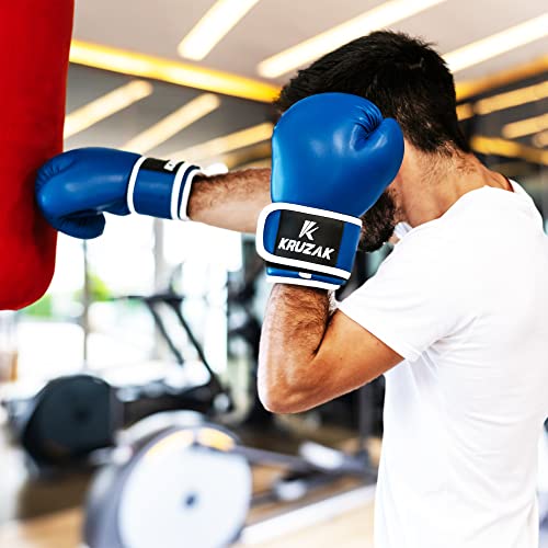Kruzak Plain Boxing Gloves for Sparring, Kickboxing, Muay Thai, Martial Arts & MMA Fighting - Men & Women Punch Bag Mitts Training and Focus Pads Punching - color: Blue, size: 10 oz