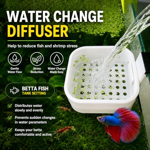 Aquarium Stable Water Change Diffuser. Water Flow Controller for Fish Tank, Flow Control & Gentle Water Return – Saves Water, Reduces Stress