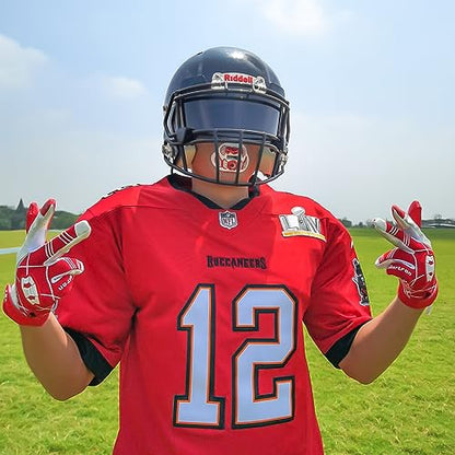 LeCool Football Mouth Guard with Connected Strap- 3D Beast Chrome Adult and Youth Mouth Guard-Mouth Piece for Sports for Maximum Air Flow and Teeth Protection - color: White-red