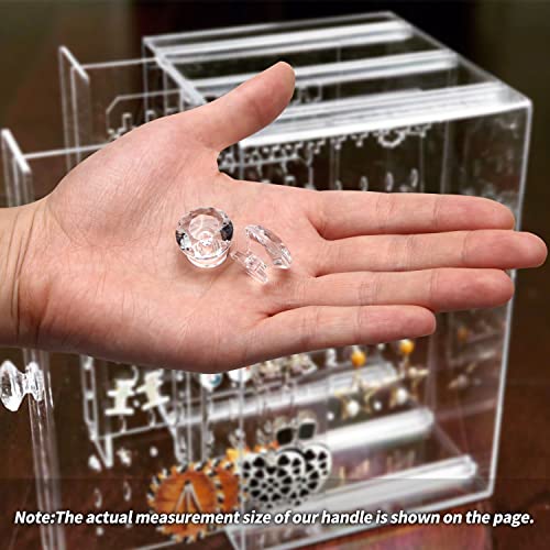 6Pcs Tiny Pull Handle, Diamond Acrylic Knob, Self-Stick Mini Knobs, 19mm Diameter Small Size Knob Clear Shiny Knob Diamond Shaped for Jewelry Box, Gift Case and Makeup Box - color: Diamond handle, size: 6 Pieces