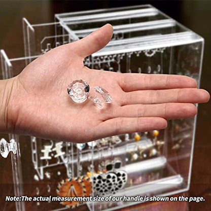 12Pcs Tiny Pull Handle, Diamond Acrylic Knob, Self-Stick Mini Knobs, 19mm Diameter Small Size Knob Clear Shiny Knob Diamond Shaped for Jewelry Box, Gift Case and Makeup Box - color: Diamond handle, size: 12 Pieces