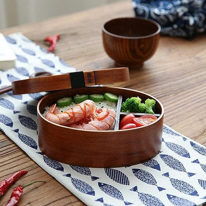 Wooden Lunch Box for Kids/Adult,Japanese Bento Box with Compartment Wood Bento Lunch Box for Picnicking Office Hiking Camping,Brown - color: Brown
