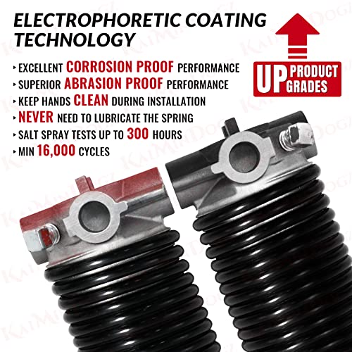 Pair of 2" Garage Door Torsion Springs Set with Non-Slip Winding Bar & Gloves,High Precision Electrophoresis Black Coated, for Replacement & Installation, MIN 16,000 Cycles (0.218x2''x30'')