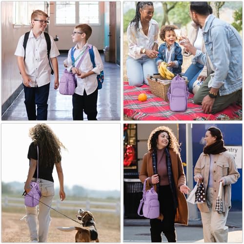 sportsnew 40oz Insulated Crossbody Water Bottle Bag Gym Hiking Phone Pocket - color: Quilt Purple