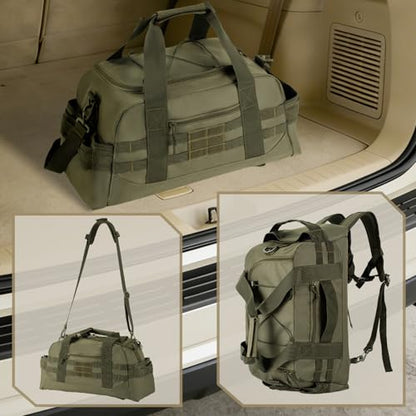 Hannibal Tactical 35L Large Duffle Bag, 3-in-1 Tactical Backpack MOLLE Pack for Sports/Gym/Outdoor, Olive Green - color: Olive Green