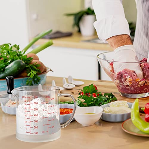 Glass Measuring Cup, 2 3/4-Cup/700 ML Liquid Measuring Cups, Measuring Cup With Handle and V-Shaped Spout, Glass Beaker with Three Scales (OZ, Cup, ML), Dishwasher/Freezer/Microwave Safe - size: 2 3/4 Cup / 700 mL
