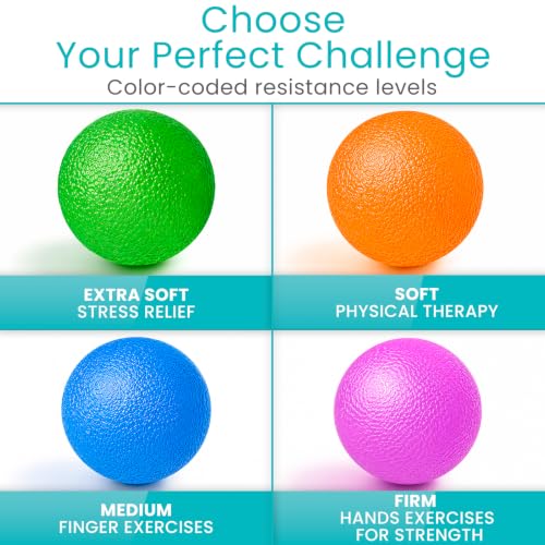 Vive Stress Balls for Hand Therapy, Exercise, Arthritis (w/Rehab Video)