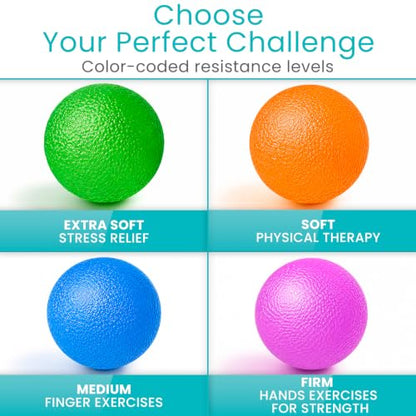 Vive Stress Balls for Hand Therapy, Exercise, Arthritis (w/Rehab Video)