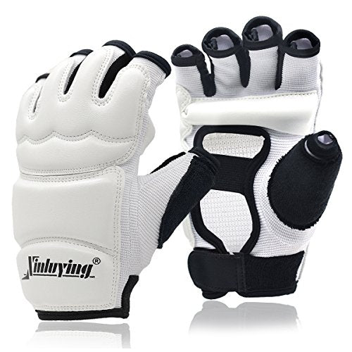 Xinluying MMA Gloves, 8mm EVA Padding, Adjustable Wrist Strap, Women & Kids - color: White, size: Large