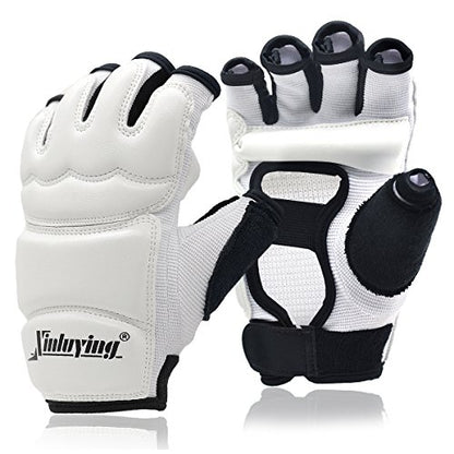 Xinluying MMA Gloves, 8mm EVA Padding, Adjustable Wrist Strap, Women & Kids - color: White, size: Medium