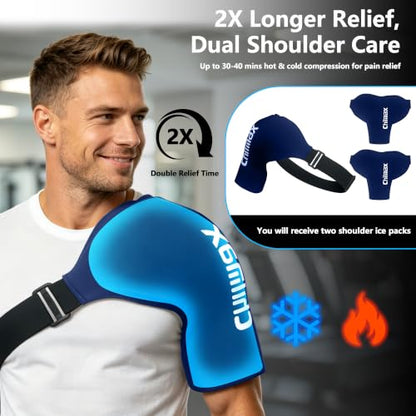 Shoulder Ice Pack Wrap for Rotator Cuff Cold Therapy Brace 2Pack - color: 2pcs Xlarge-blue