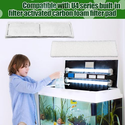 24 Pcs Carbon Filter Foam Pads and Foam Filters Compatible with U3 Range of Internal Underwater Sponge Aquarium Underwater Filter Accessories for Internal Replacement Aquarium Fish Tank
