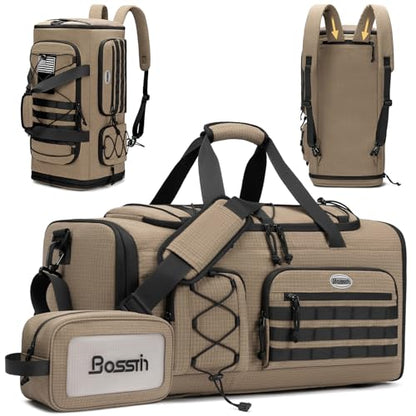 BOSSTIN Gym Bag for Men & Women, 45L-50L Expandable Sports Duffle Bag - color: Khaki Checkered