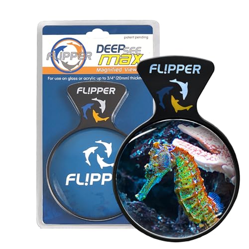 Flipper DeepSee 5" Magnetic Aquarium Viewer – Optical-Grade Magnifying Lens for Glass & Acrylic Tanks up to 5/8" Thick – Hands-Free Underwater Viewing for Fish, Corals & Aquarium Photography – Black