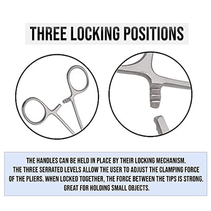 SURGICAL ONLINE 2 Piece Curved & Straight 8" Hemostat Set, Stainless Steel Locking Tweezer Clamps - Ideal Hemostats for Nurses, Fishing Forceps, Crafts and Hobby