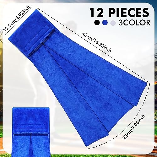 12 Pcs Football Field Towel Closed Loop Accessories Cotton Sports Sweat Towel with Hook and Loop Fastener for Football, Golf, Gym - color: Black, White, Blue