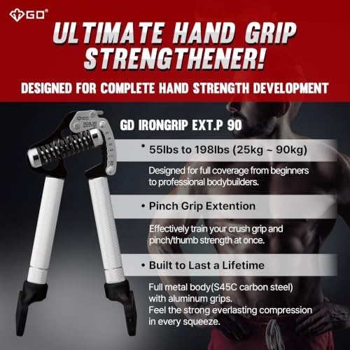 GD Grip Strength Trainer Finger Exerciser Strengthener IRON GRIP Pinch Set - color: EXT.P 90 (55~198lbs)