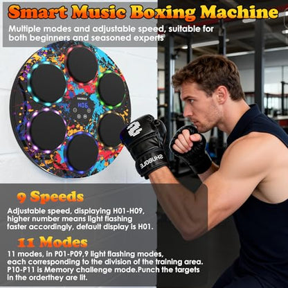 Music Boxing Machine for Kids & Adults - Wall Punching Bags with Lighting - color: Graffiti