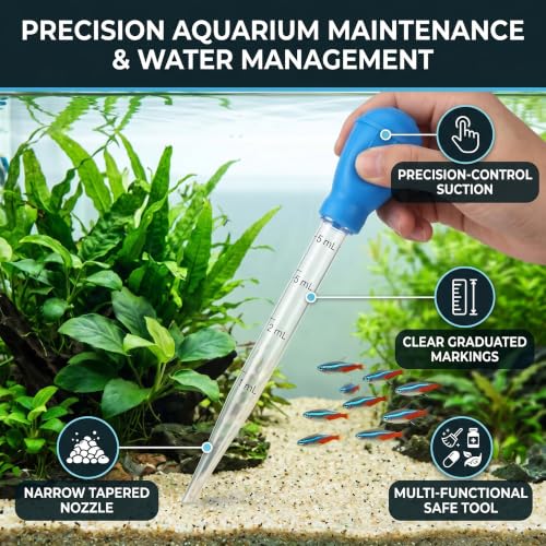 Fish Pipette Dropper, Aquarium Dropper Mini Manual Water Changer Aquarium Gravel Cleaner Waste Remover Changer Aquarium Dropper Pipette Feeder Water Transfer(Blue)