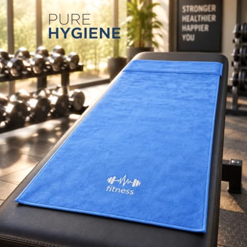 Microfiber Gym Bench Towel with Fitted Corner Hood, Blue - color: Blue