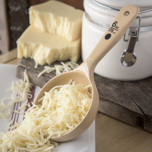 Carlisle FoodService Products Measure Miser Plastic Measuring Spoon with Short Handle, 6 Ounces, Beige