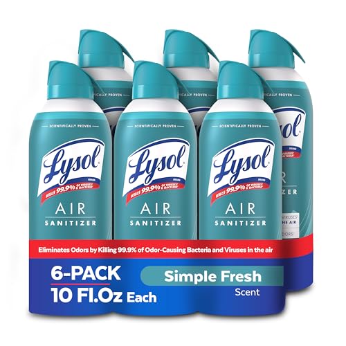 Lysol Air Sanitizer Spray with Bacterial Odor Eliminator for Home & Office, Sanitizing Air Spray, Air Freshener Alternative, Simple Fresh Scent,10 oz (Pack of 6) - size: 10 Ounce (Pack of 6)