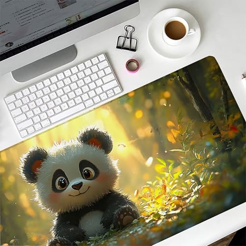 Panda Gaming Mouse Pad, Mouse Pad 24x12in, Large Desk Mat with Non-Slip Rubber Base, Office Desk Accessories, Large Extended Gaming Keyboard Mat, Big Mousepad for Computer Gamer Office, Yellow 8-2863 - size: 24 x 12 x 0.1