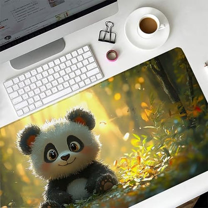 Panda Gaming Mouse Pad, Mouse Pad 24x12in, Large Desk Mat with Non-Slip Rubber Base, Office Desk Accessories, Large Extended Gaming Keyboard Mat, Big Mousepad for Computer Gamer Office, Yellow 8-2863 - size: 24 x 12 x 0.1