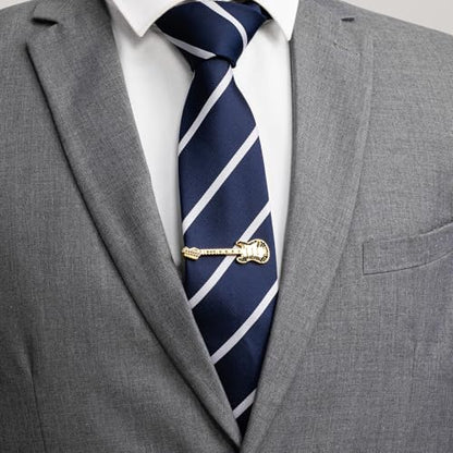 HAWSON 2/2.2 Inch Various Tie Clips for Men Unique, Personalized Novelty Tie Bars Pins Tacks, Funny Theme Wedding Holiday Gifts for Husband Groomsmens - style: Gold Electric Guitar