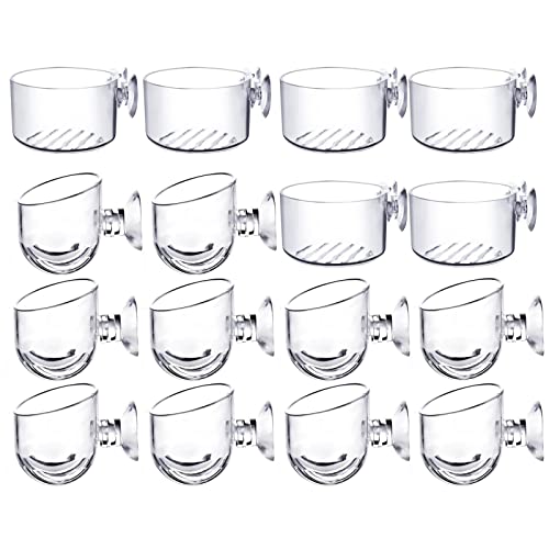 MDEOOSKY 16 Pack Aquatic Plant Cups, Acrylic Aquarium Plant Cup, Transparent Acrylic Aquatic Pot with Suction, Acrylic Aquarium Suction Cup Holder, Aquarium Decoration 2 Shapes