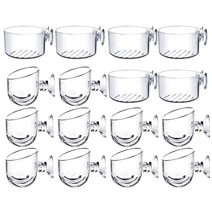 MDEOOSKY 16 Pack Aquatic Plant Cups, Acrylic Aquarium Plant Cup, Transparent Acrylic Aquatic Pot with Suction, Acrylic Aquarium Suction Cup Holder, Aquarium Decoration 2 Shapes