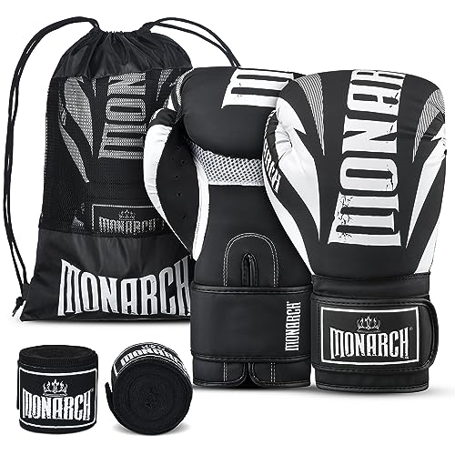 Boxing Gloves Men Women with Hand Wraps for Boxing, Muay Thai, Kickboxing, Punching Bag Workout traing and Sparing Gear Complete Boxing Kit, Size 8-16 OZ - color: White, size: 8oz