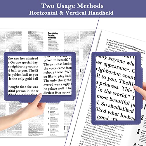 5X Full-Page Magnifying Glass for Reading, Handheld Lightweight Magnifier Provide Large Page Viewing Area Perfect for Reading Small Prints and Low Vision Person,Blue