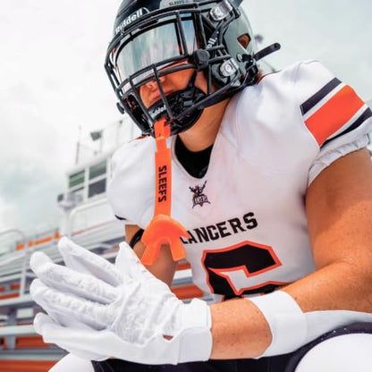 SLEEFS X Football Mouthguard with Strap for High-Impact Shock Protection - color: Orange With Logo