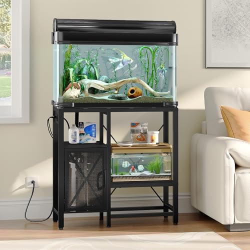 MAHANCRIS 20 Gallon Fish Tank Stand and 40 Gallon Aquarium Stand Bundle, Heavy Duty Breeder Turtle Terrarium Stand Rack for Home Office, Tank Stand with Power Outlet, FTHR2001-FTHB40E01