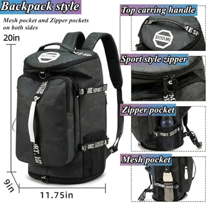 SDTAME Gym Duffel Backpack with Shoe Pocket & Laptop Sleeve - color: Brown