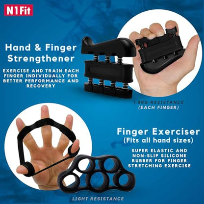 N1Fit Grip Strength Trainer Kit - 5 Pack Forearm Wrist Finger Grip Strengthener - Adjustable Resistance Hand Gripper Exerciser Strength Workout