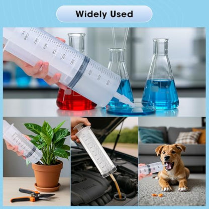300mL Syringe for Liquid - Large Plastic Syringe with Tip Adapter for Scientific Labs, Oil Transfer, Plant Watering & Refilling