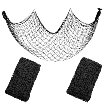 Decorative Fishing Net 5x10 ft,YuanDe 2 Pack Large Black Picture Fish Net, Wall Photo Hanging Fishnet for Nautical Mermaid Pirate Ocean Themed Hawaii Beach Under The Sea Party Decorations