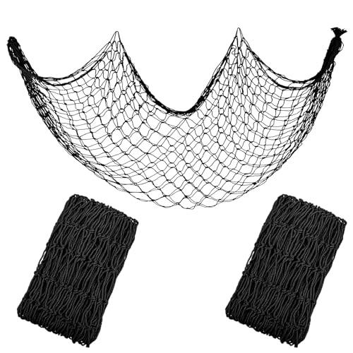Decorative Fishing Net 5x10 ft,YuanDe 2 Pack Large Black Picture Fish Net, Wall Photo Hanging Fishnet for Nautical Mermaid Pirate Ocean Themed Hawaii Beach Under The Sea Party Decorations - color: black-14